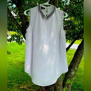 Attention Light Purple Sequin Collar Halter Tank Blouse, Size Medium